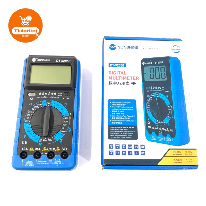 MULTIMETER DIGITAL SUNSHINE DT-9205E / MULTITESTER DIGITAL SUNSHINE DT-9205E / AVO AVOMETER DIGITAL