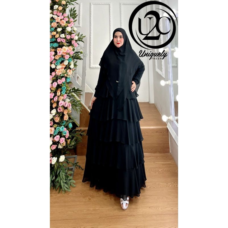 princess syari premium u2c gamis ceruty polos busui set khimar branded
