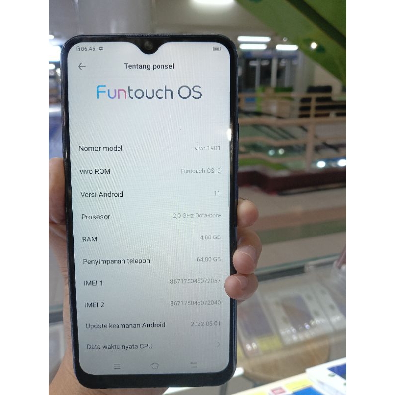 Vivo y15 ram4GB rom64GB