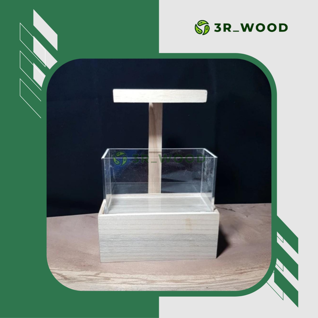 Aquarium Mini Box Kayu/Wadah Ikan Cupang/Tempat Ikan Hias/Hiasan Meja