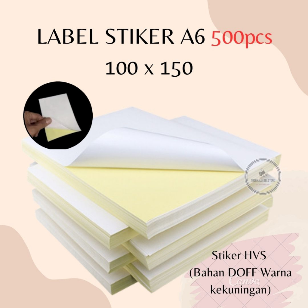 

STIKER HVS A6 DOFF (10 x 15)cm / KERTAS STICKER UKURAN A6 500pcs