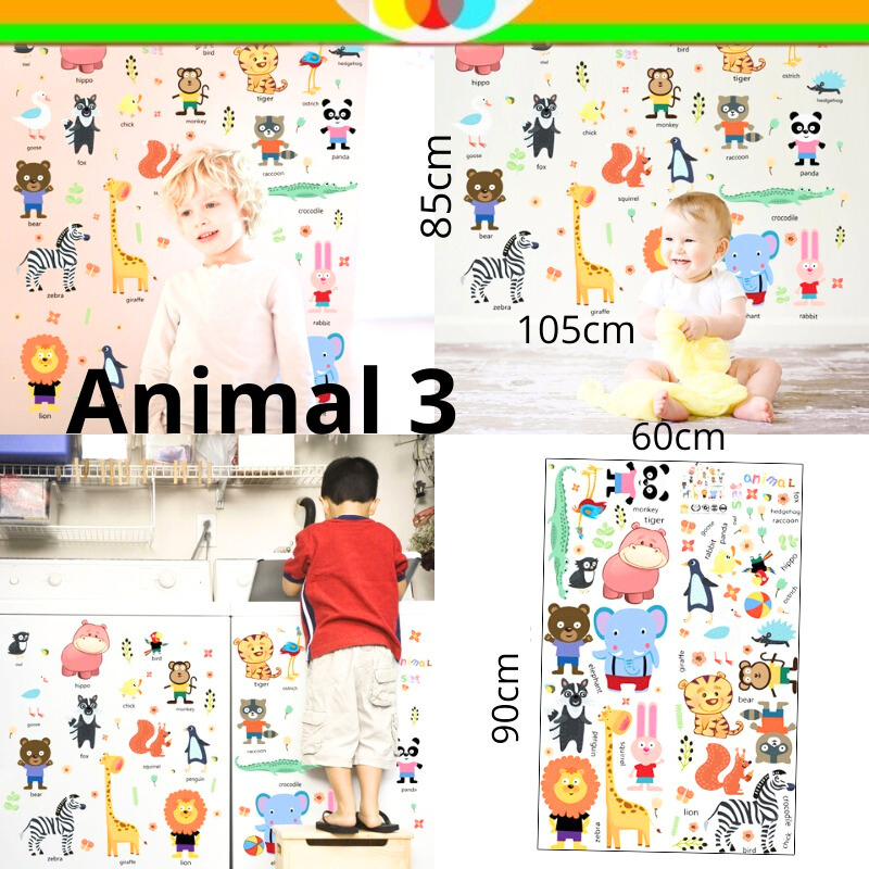 WALLSTICKER WALL STICKER STIKER SETIKER DINDING MOTIF GAMBAR ANIMAL 2 3 LUCU DEKORASI KAMAR RUANG TI