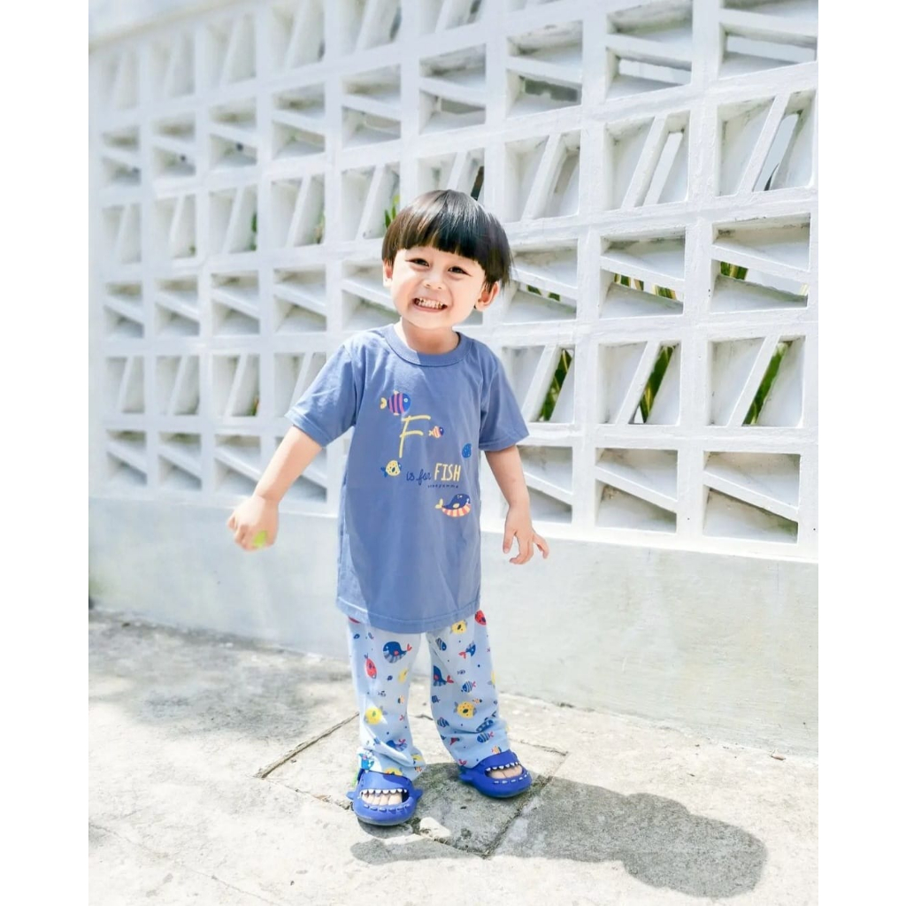 Piyama Anak Untuk Usia 7 Tahun sampai 8 Tahun Lengan Pendek Celana Panjang Bebepomme Size 7 / Baju T