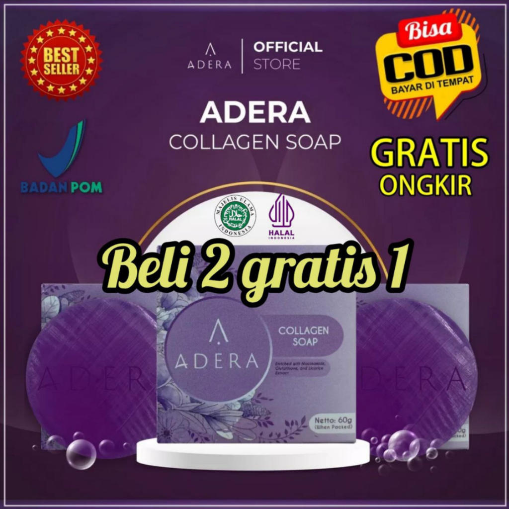 ADERA COLLAGEN SOAP Sabun Pemutih Wajah dan Badan ORIGINAL 100% (COD SE-INDONESIA)