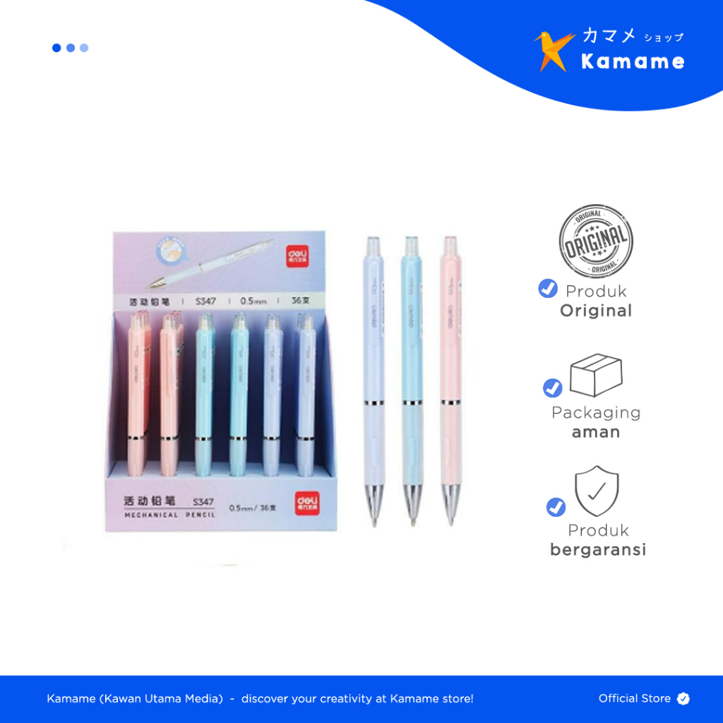 

Deli Mechanical Pencil - Propelling Pencil Pensil Mekanik Cetek Tip 0.5 mm Dilengkapi Klip S347 - Kamame