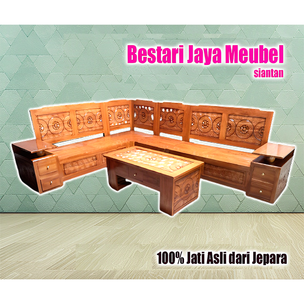 Kursi Sudut Jati Minimalis Berlaci