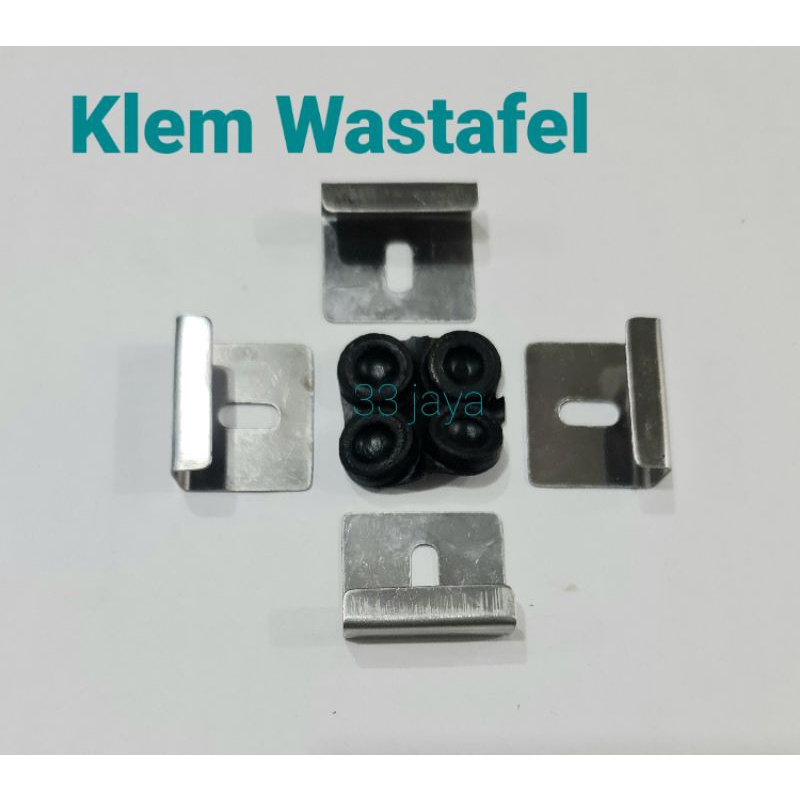 Klem Wastafel Ambalan Jepit Kaca dan Karet