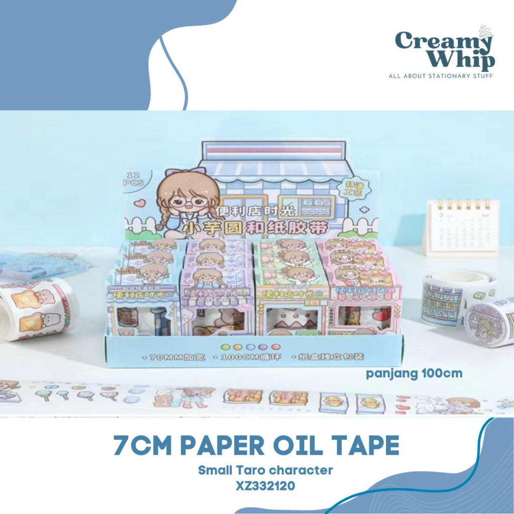 

Small Taro 7 CM Foil Paper Oil Tape - Lakban Bahan Kertas Minyak Cute Krafting Tape Lakban Stationary Lucu