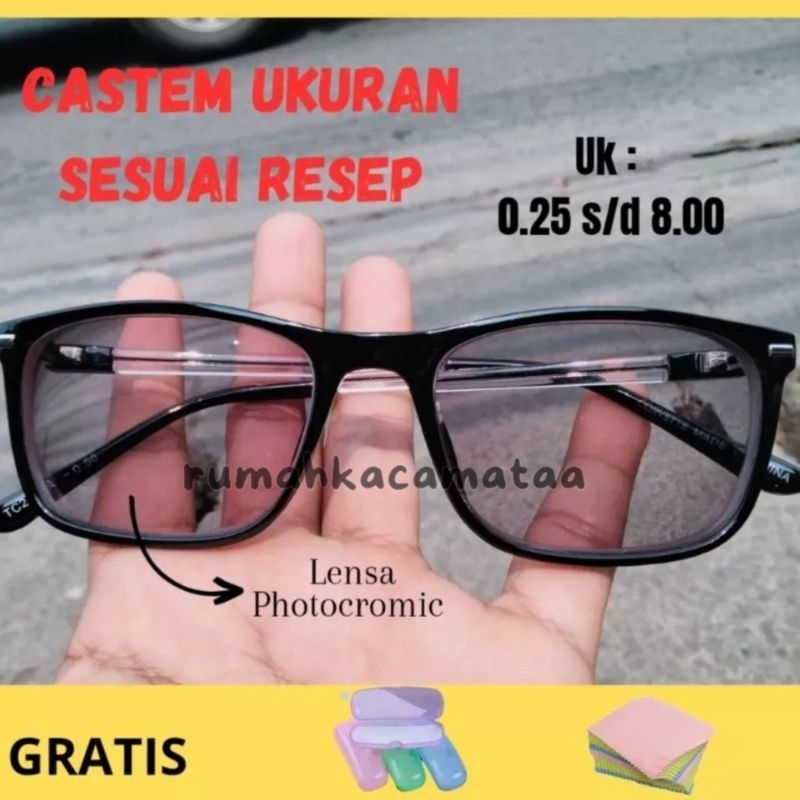 Kacamata Minus Photocromic -0.25 s/d -8.00 Kacamata Minus Tinggi Pria dan Wanita