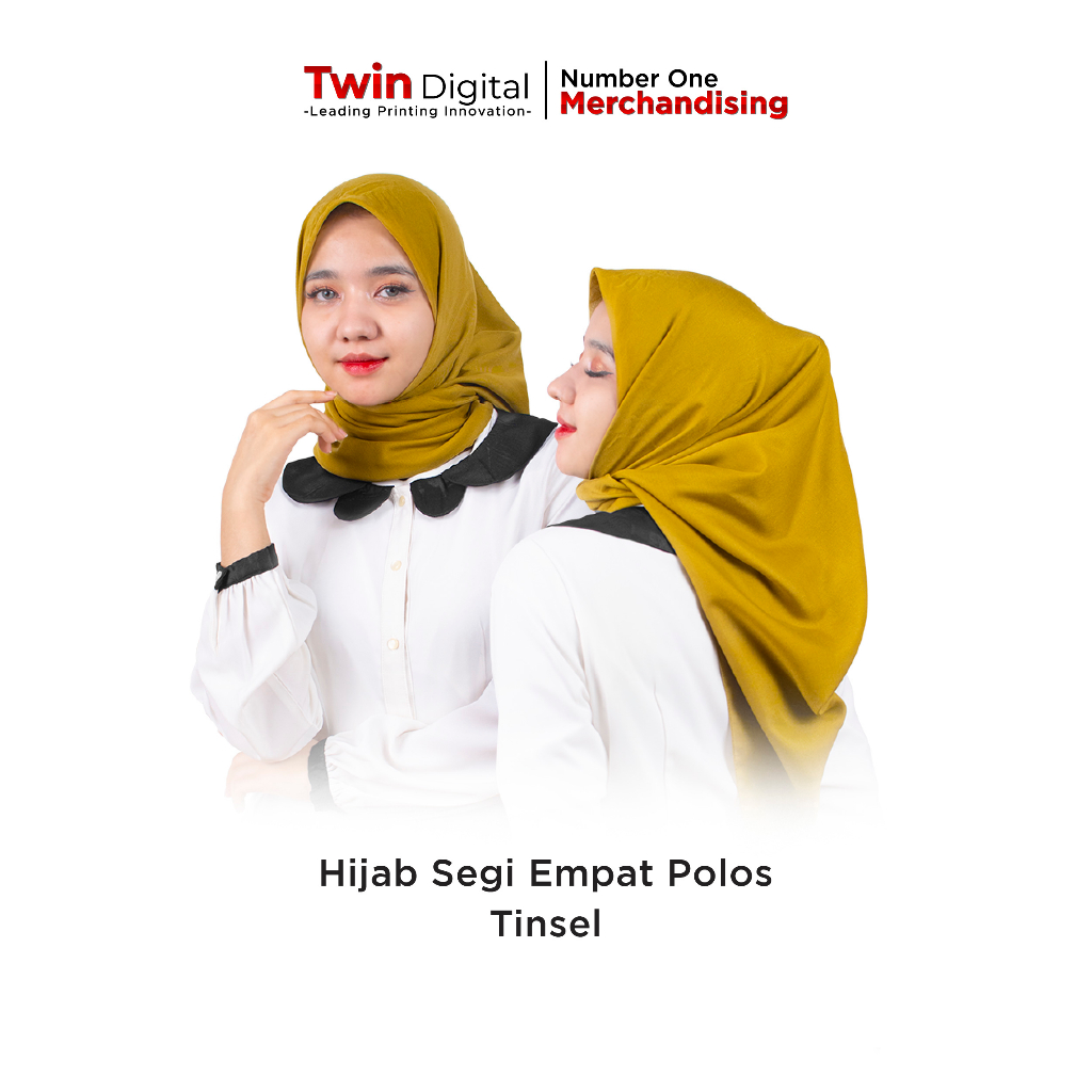Twindigital Hijab Segi Empat Polos Warna Tinsel Mahar Kerudungan Voal Ultrafine Mustard - Hadiah Sou