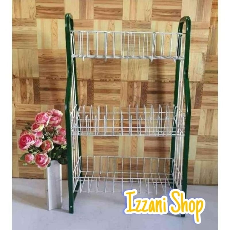 Rak Piring Gelas Aluminium minimalis susun 3