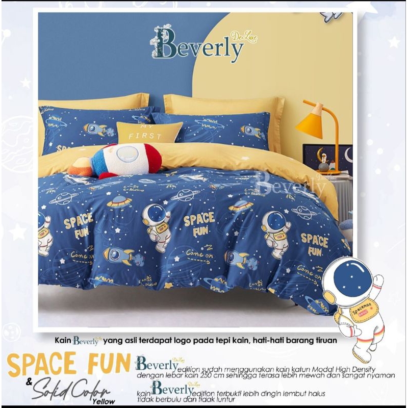Sprei Katun Lokal Premium Sprei Motif Space Fun warna biru navy Merk Beverly  / Sprei Homemade / Spr