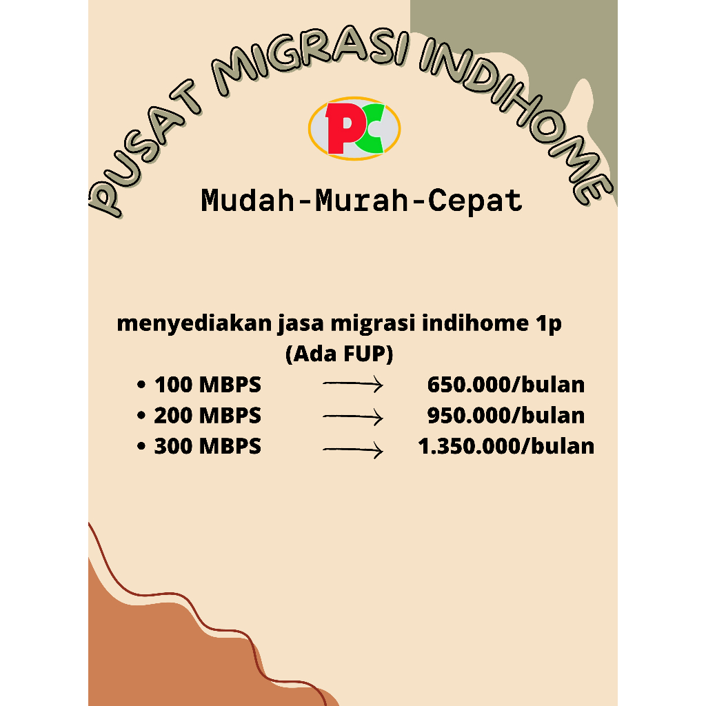 JASA MIGRASI INDIHOME PAKET 1P INET ONLY