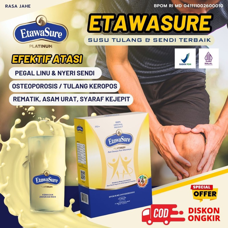 

Etawasure Platinum / Susu Tulang Sendi Sehat Kembali / Susu Rasa jahe / susu etawalin Herbal / susu etawaku Rasa jahe Susu Kambing Etawaku Mebantu Masalah Tulang Keropos Sendi Rematik Nyeri Otot Pegal Linu