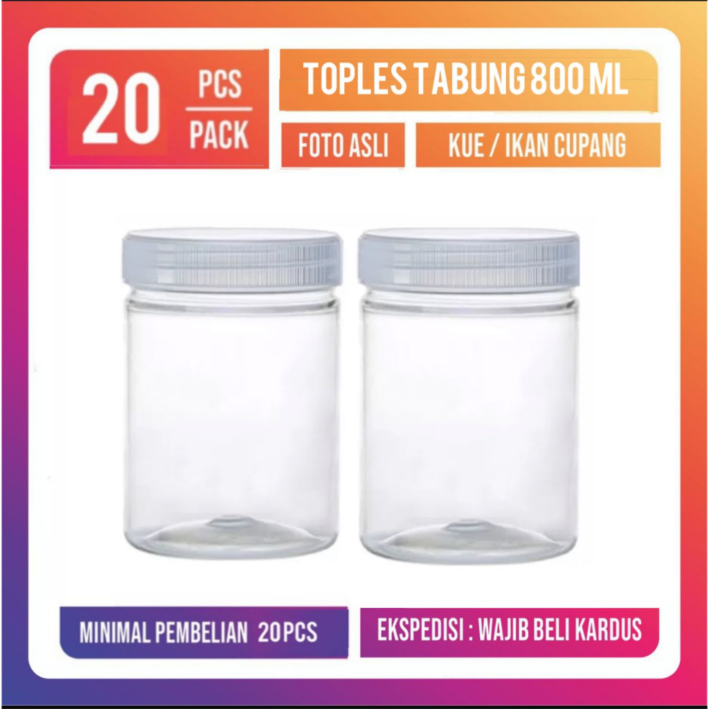 Toples Plastik 800 ml-Toples Tabung 800 ml-Toples Kue Kering 800 ml-Toples Hampers 800 ml