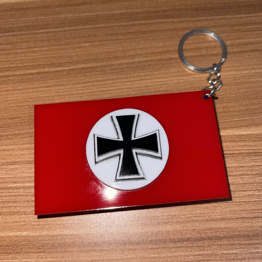 Gantungan Kunci Bendera Jerman WW2 Iron Cross / German Iron Cross WW2 Flag Timbul MURAH