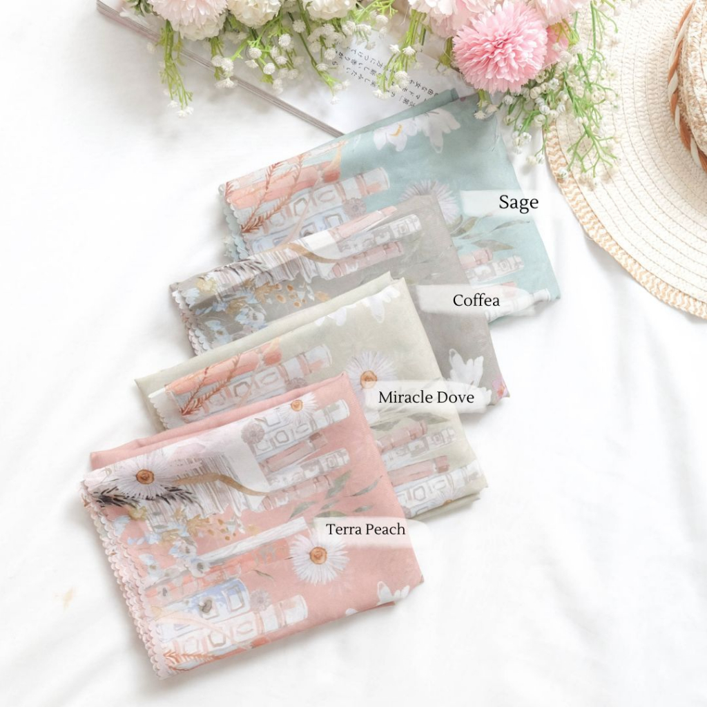 [Beli 3 GRATIS Hadiah] Hijabwanitacantik - Zinnia Scarf Polycotton Voal | Hijab Printing Segi Empat Scarf Motif | Jilbab Premium | Kerudung Segiempat