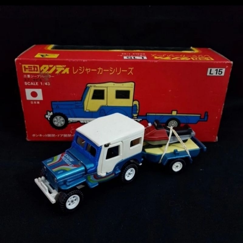 Tomica Dandy Japan L15 Mitsubishi Jeep With Jetsky Trailer Skala 43