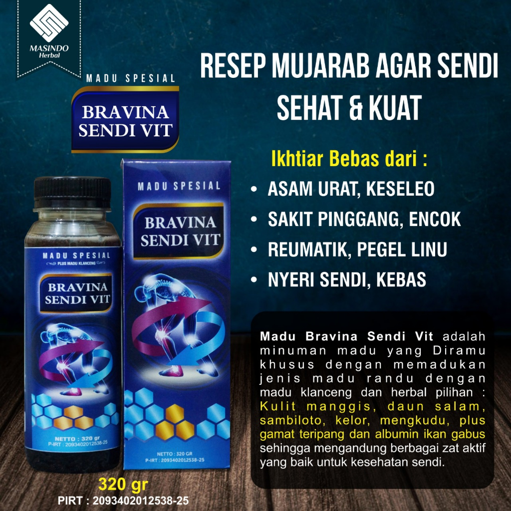 Madu Spesial BRAVINA SENDI VIT Netto 320gr Madu Formulasi