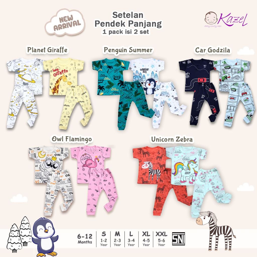 Kazel Setelan Pendek Panjang isi 2 Stel