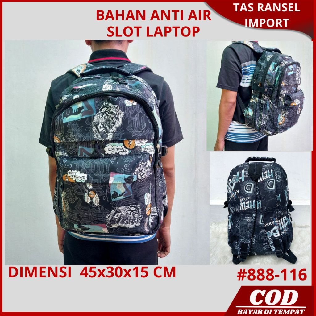 Tas Ransel Sekolah Anak Laki Laki Pria Cowok Sd Smp Sma Kuliah Kerja Traveling Motif Loreng Import M