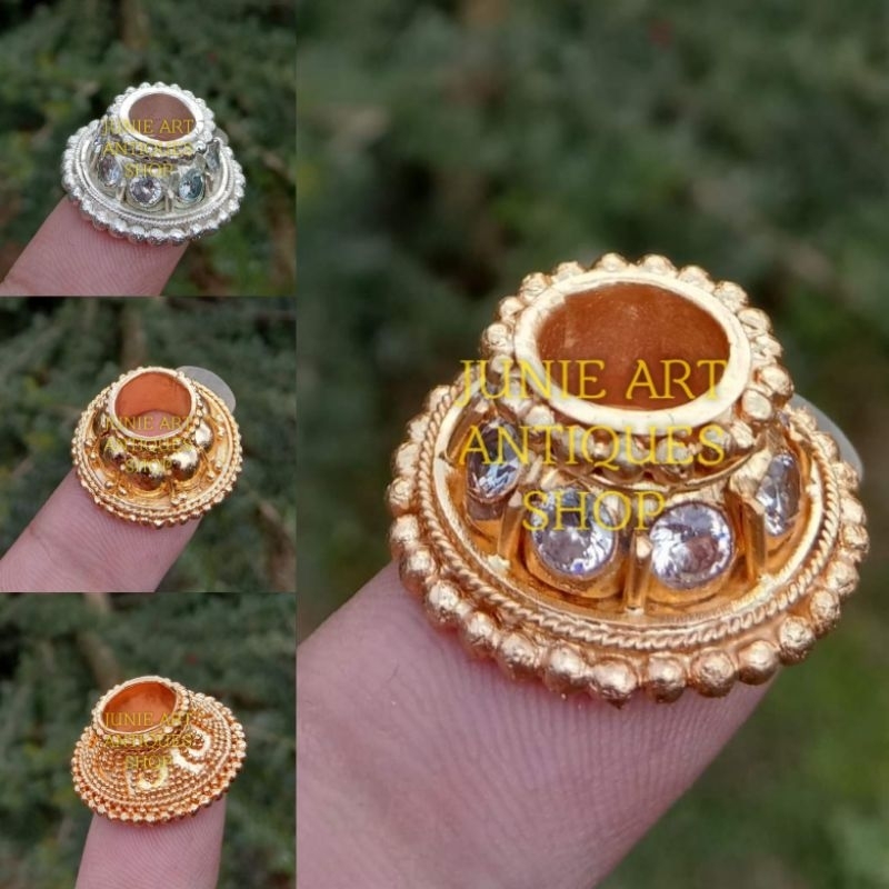 MENDAK / CINCIN Kris PREMIUM HALUSAN TEMBAGA SEPUH PERAK DAN EMAS BATU PERMATA / WARANGKA KRIS