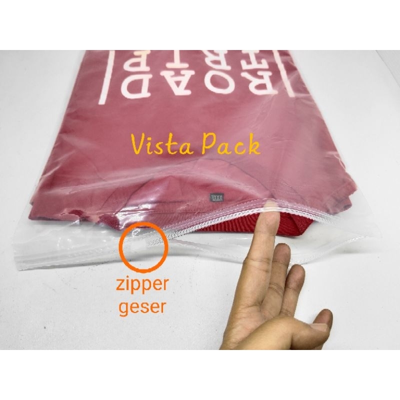 

Bag Zipper Geser / Travel Pouch Bening 30x40 cm utk Pakaian/Distro dll