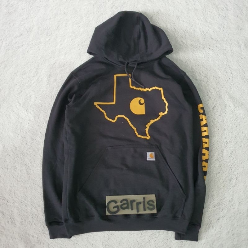 CARHARTT LOOSE FIT MIDWEIGHT TEXAS GRAPHIC SWEATSHIRT HOODIE - BLACK