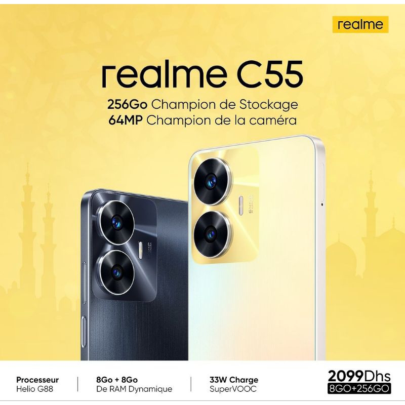 Realme C55 NFC | RAM 6GB+6GB ROM 128GB | 64MP Kamera | Helio G88 Chipset | 33W SUPERVOOC Charge