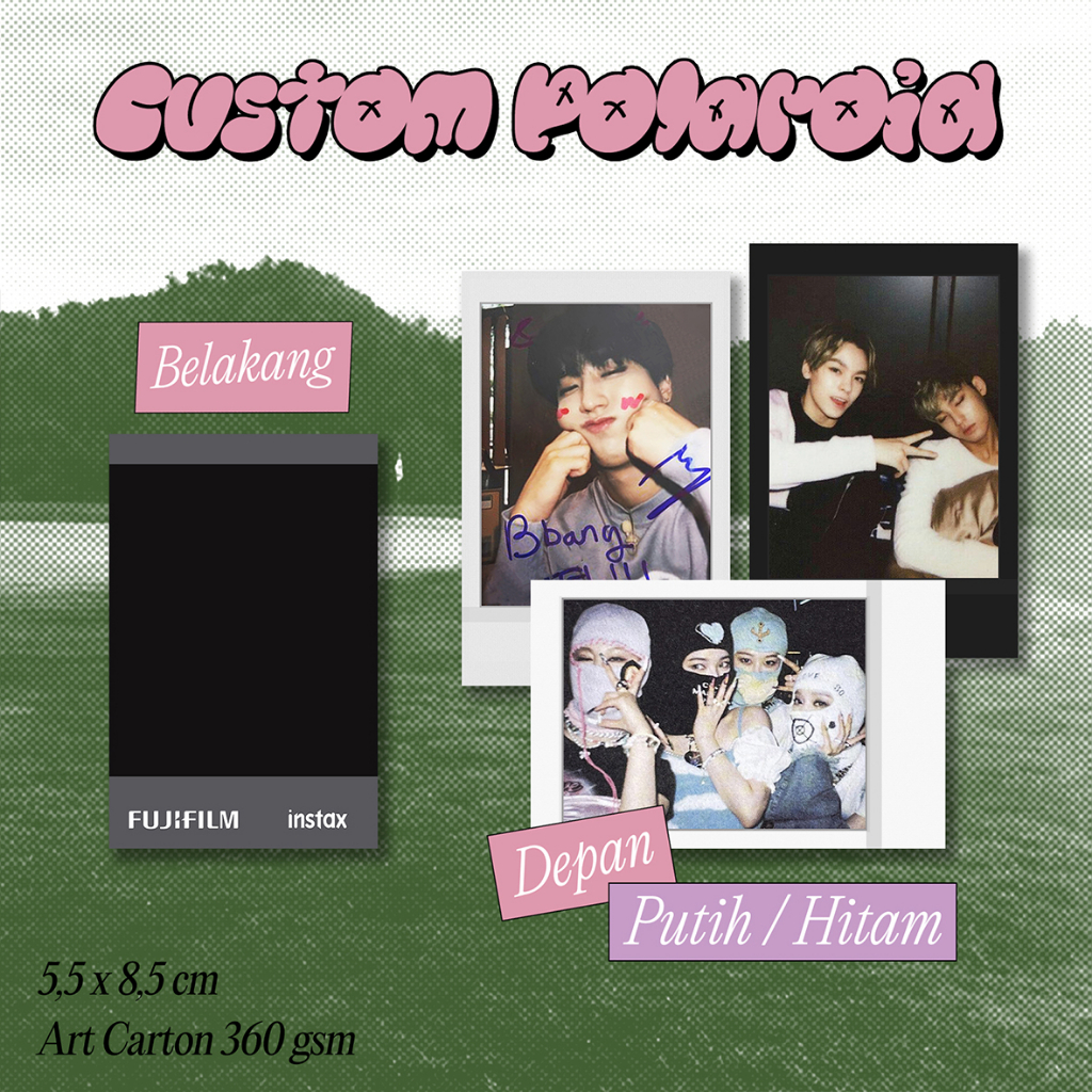 CUSTOM PREMIUM POLAROID // 2 Sisi  // KERTAS AC 310-360gsm