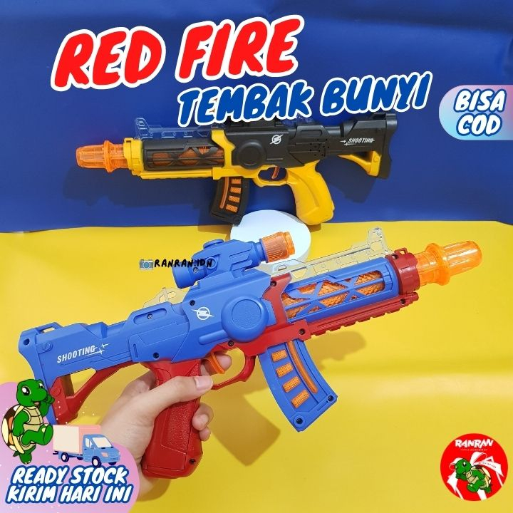 REDFIRE TOYS MAINAN ANAK TEMBAK PISTOL BATERAI 8 SUARA ADA LASER/ TEMBAK BUNYI