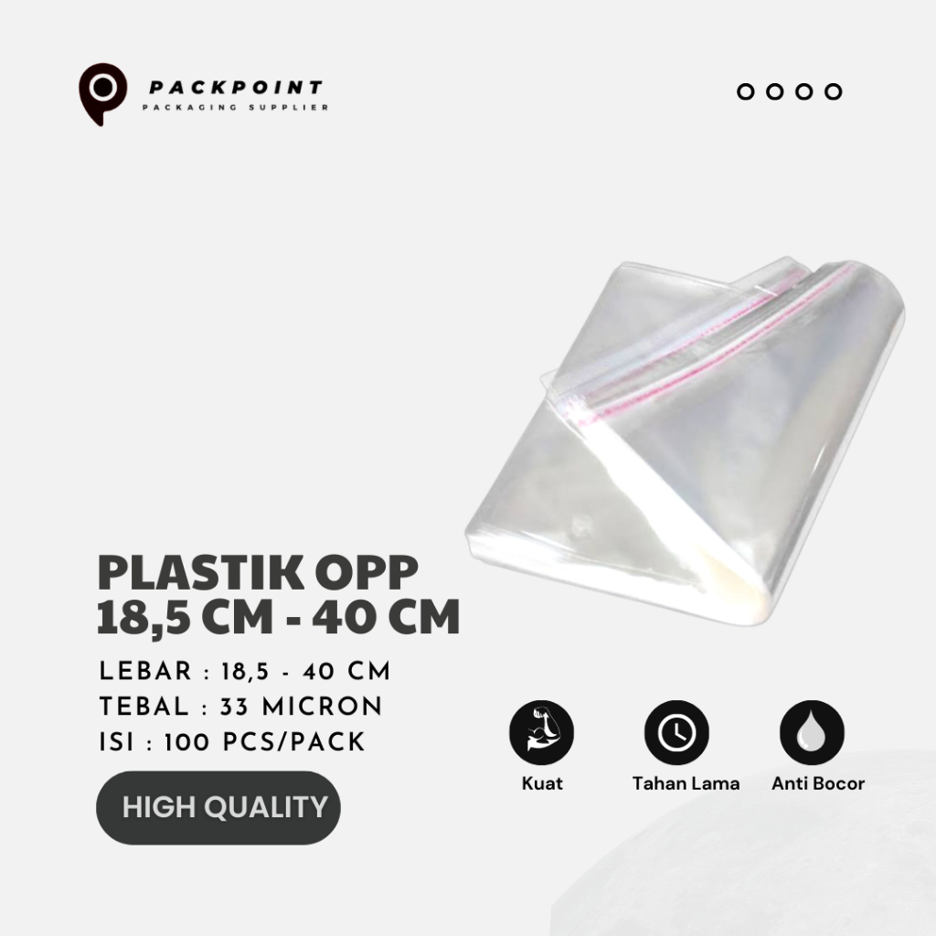 

Plastik OPP Lem Ukuran 18 cm - 40 cm (100 Lembar)