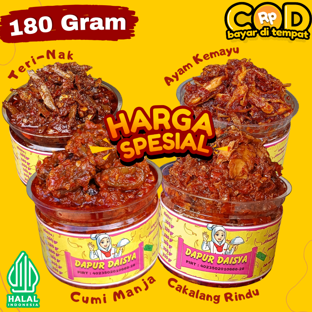 

[180 GRAM] SAMBEL BABY CUMI SAMBAL CUMI FRESH SOTONG ASIN ANEKA SAMBEL BABY CUMI SUWIR CAKALANG AYAM TUNA TONGKOL PECEL KACANG SAMBAL TERI SUWIR SUIR BABI CUMI EATSAMBEL EAT SAMBEL SACHET BAWANG CUMI CIAMIK RINDU NGAT KAMU EATSAMBAL EAT SAMBAL