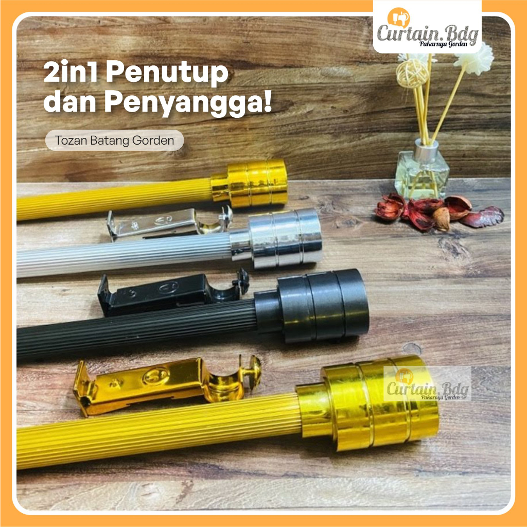 Tiang Batang Besi Gorden Minimalis Polos Garis 1 meter - 1.5 meter - 2 meter Original Tozan Full Set