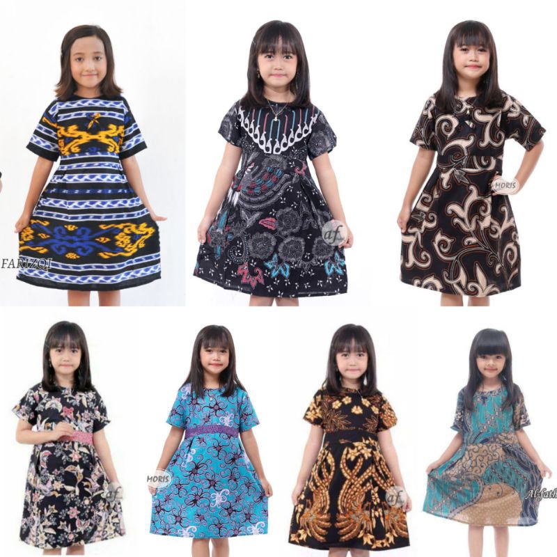 Dress Batik Anak Perempuan - Dress Batik anak Usia 2-10 tahun - Dress Anak Motif Terbaru