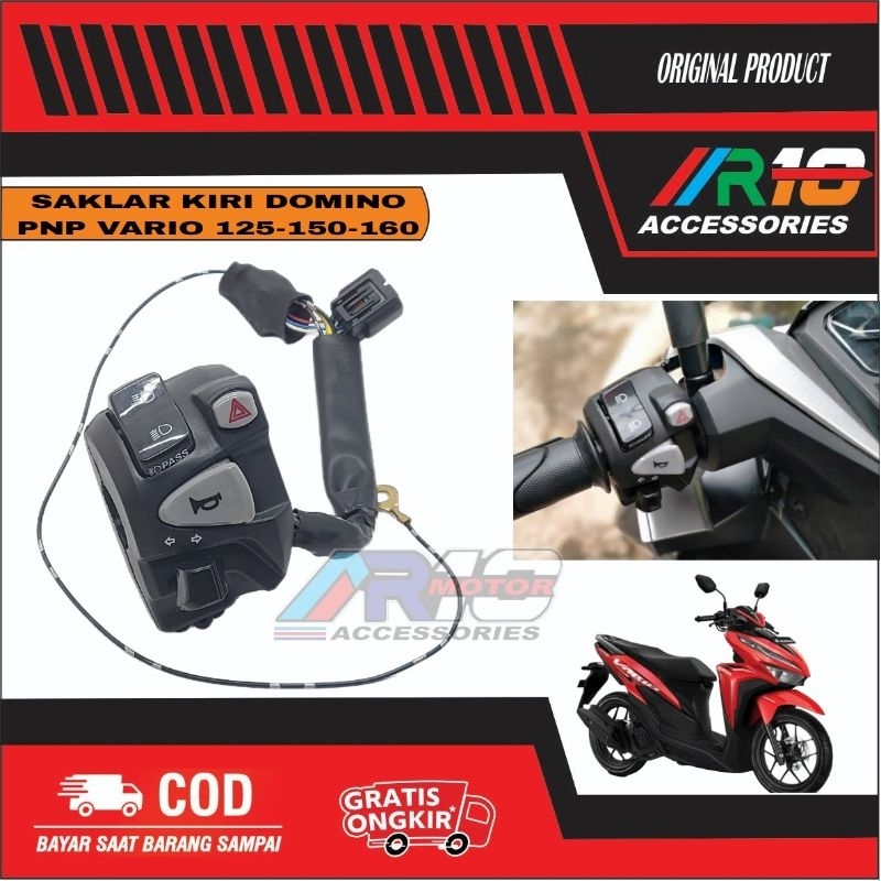 [TOMBOL ABU] SAKLAR KIRI DOMINO HAZARD PNP VARIO 125 - VARIO 150 - VARIO 150
