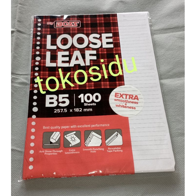 

Loose Leaf Isi Kertas File Ukuran B5 BOSS 100 Lembar