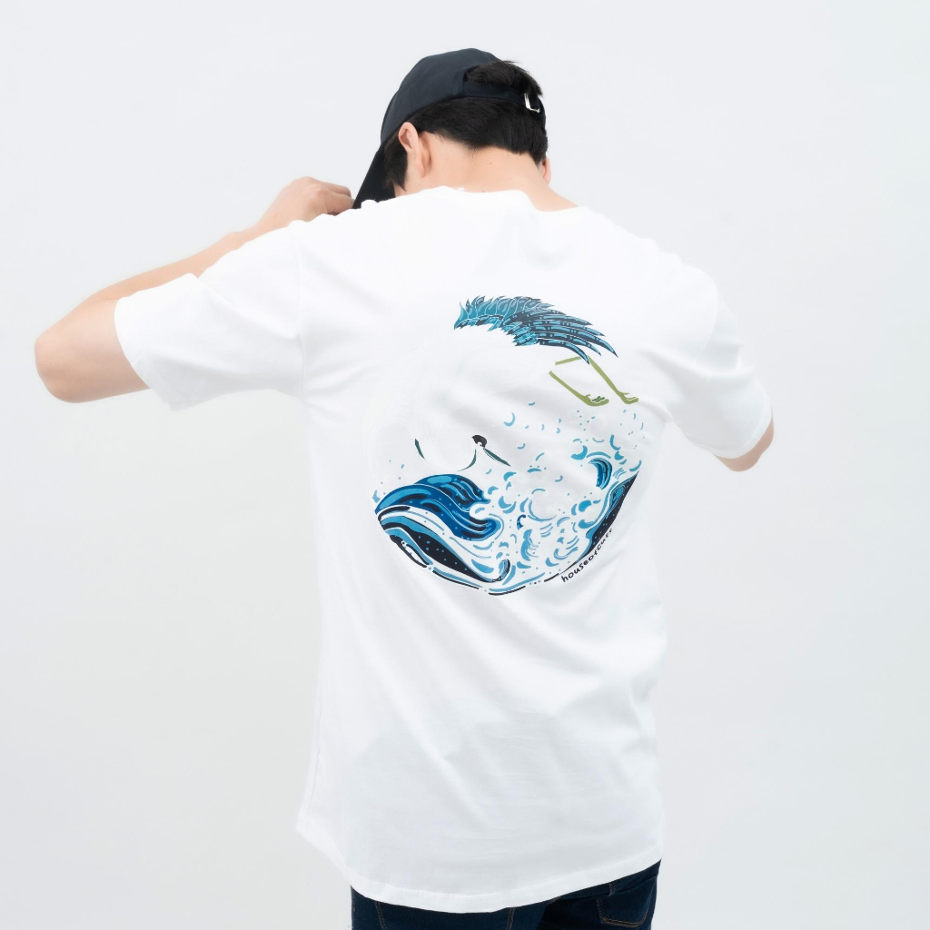 Houseofcuff T-shirt Kaos Putih Motif Bangau Laut Tersedia Size S-4XL