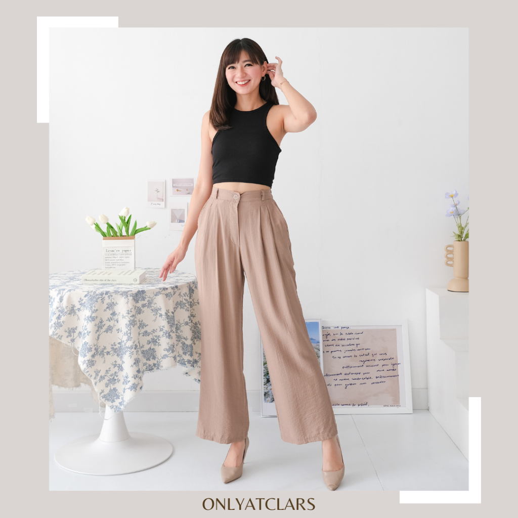 LAVELLE ARMANI CULLOTE / Celana loose pants kulot panjang basic wanita bahan armani polo linen