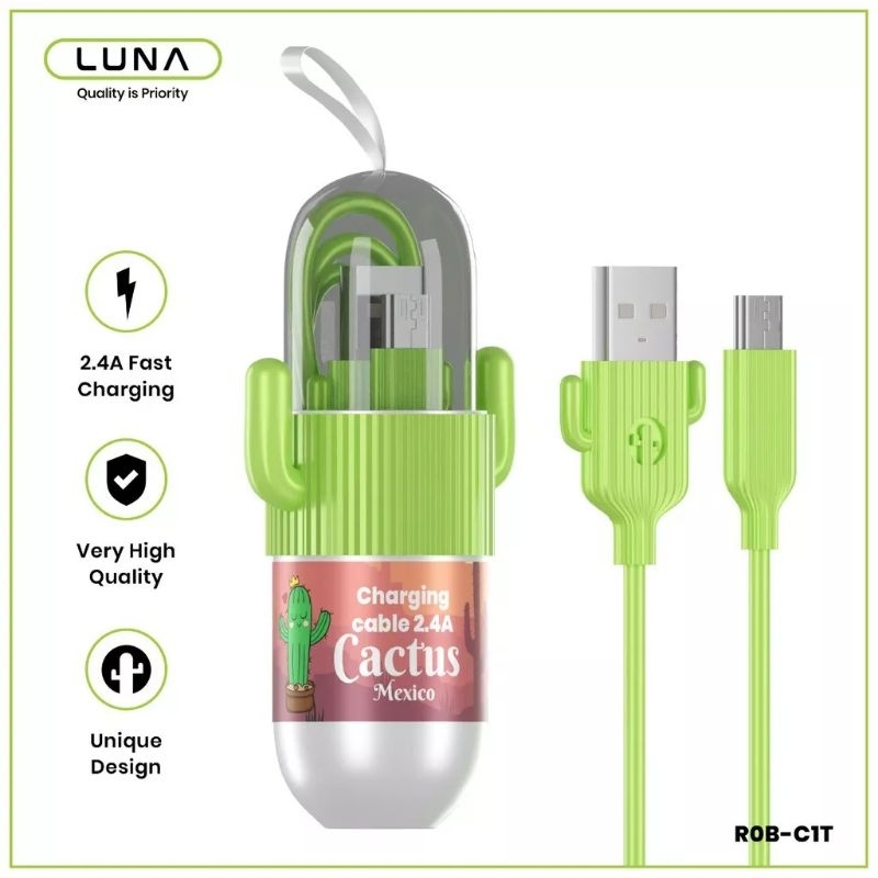Luna Kabel Data Micro USB Cactus  fast Charging Cable Charger HP Type Micro