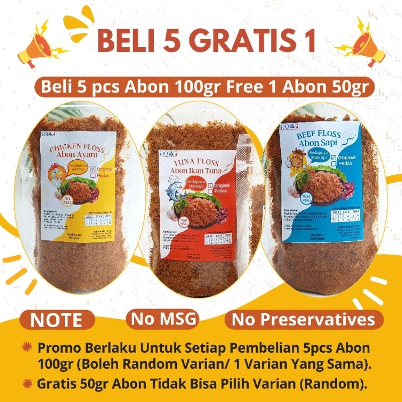 

Abon Ikan Tuna Sapi Ayam Super Original Pedas Non MSG Tanpa Bahan Pengawet Halal Pawon Banyuwangi