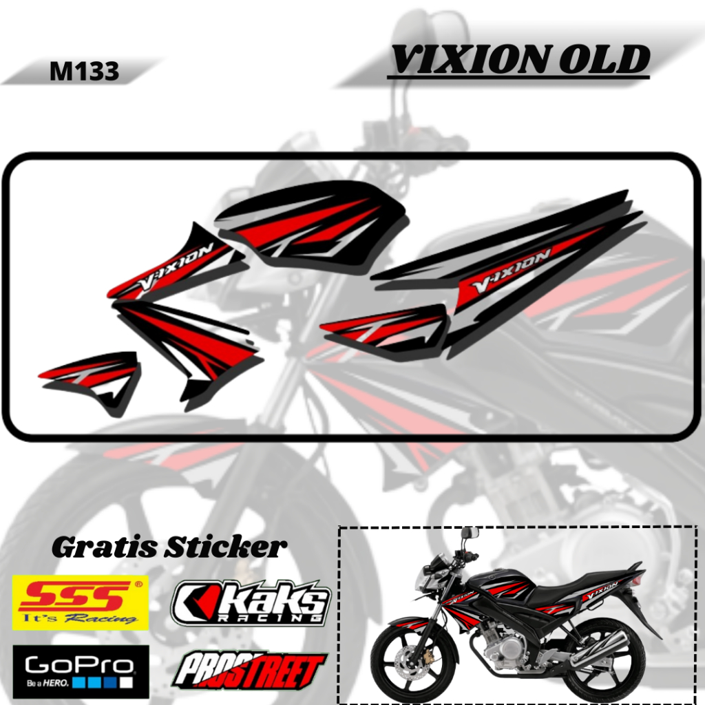 Lis Striping Sticker Variasi Aksesoris List Stiker Motor Yamaha Vixion Facelift Old Lama Lawas M133 