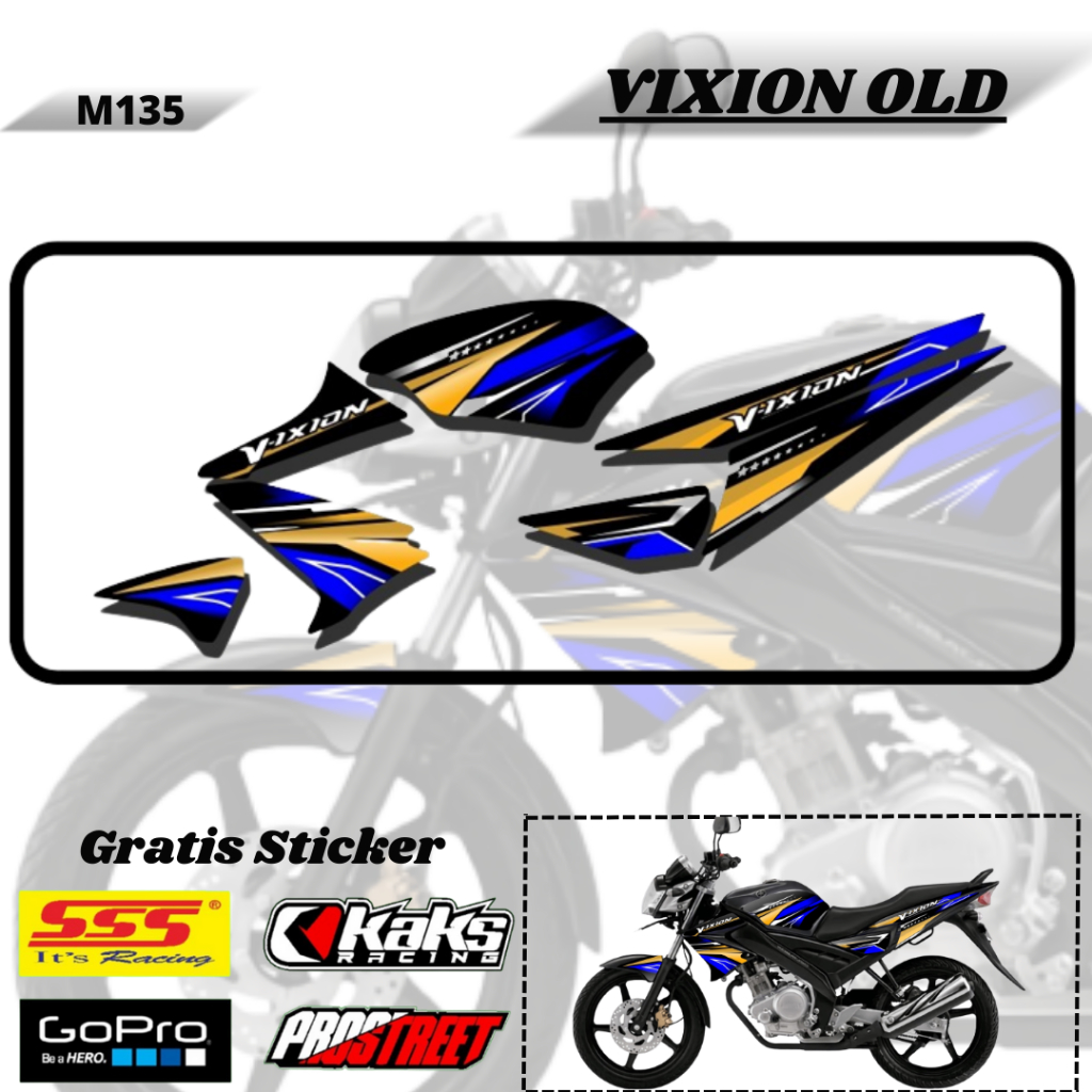 Lis Striping Sticker Variasi Aksesoris List Stiker Motor Yamaha Vixion Facelift Old Lama Lawas M135 