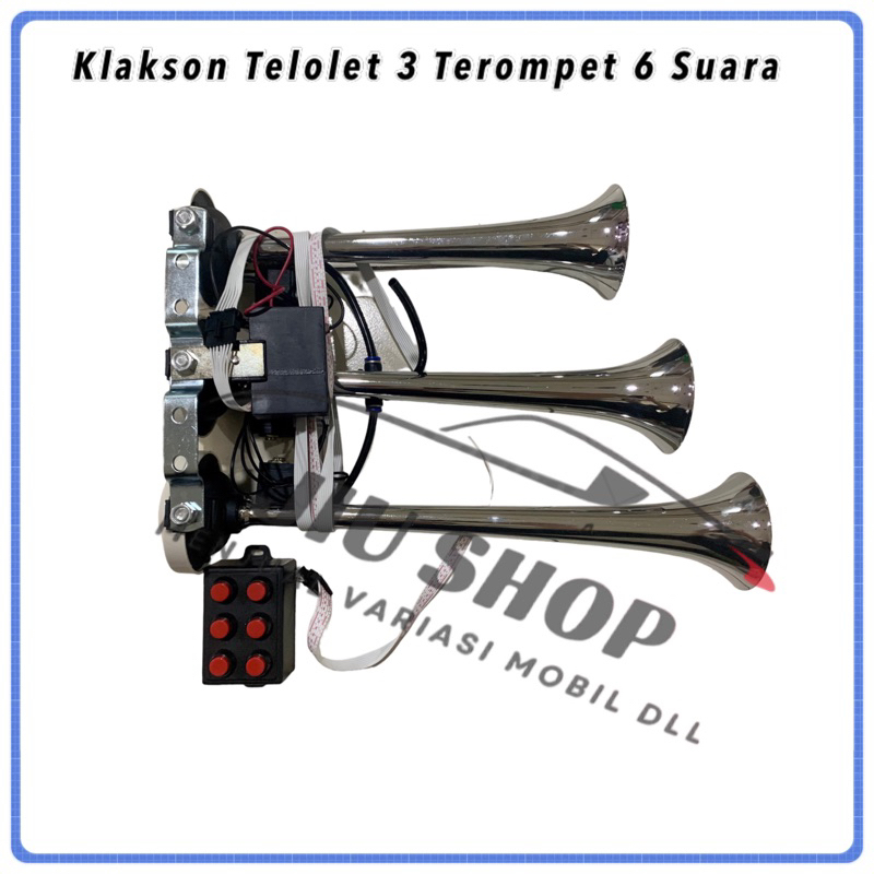 Klakson Telolet 3 Terompet 6 Suara 24v / 12 v 3 Corong Klakson Mobil
