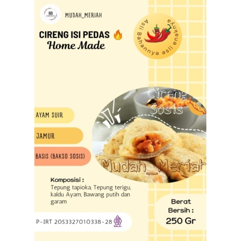 

Cireng isi Pedas by Mudah_Meriah ( Ayam suir, Jamur pedas, Baso sosis )