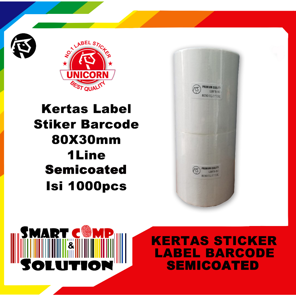 

Kertas Label Stiker Barcode Semicoated 80X30mm 1Line Isi 1000pcs