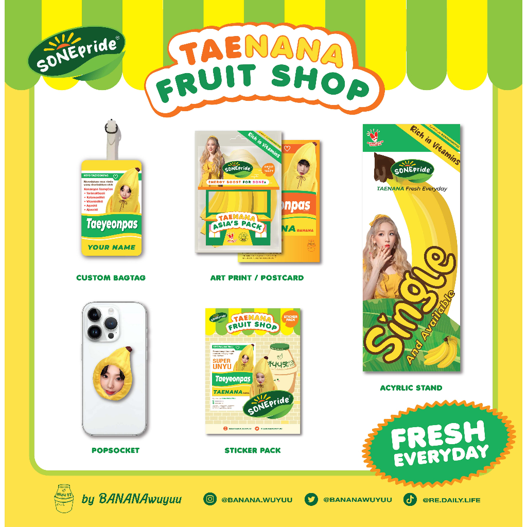 [bananawuyuu] TAENANA Edition - Taeyeon SNSD KPop | TAEYEONPAS | Popsocket | GripTok | Bag Tag | Acr
