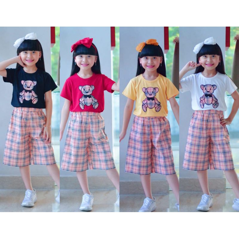 Setelan celana kulot anak perempuan usia 4-11tahun/Stelan anak perempuan/set anak perempuan /Baju se