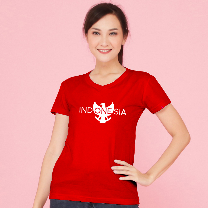 SF V Neck Independence Day Garuda Wanita/Kaos Katun/Kaos Gambar/Katun Premium/SOUTH FORMED