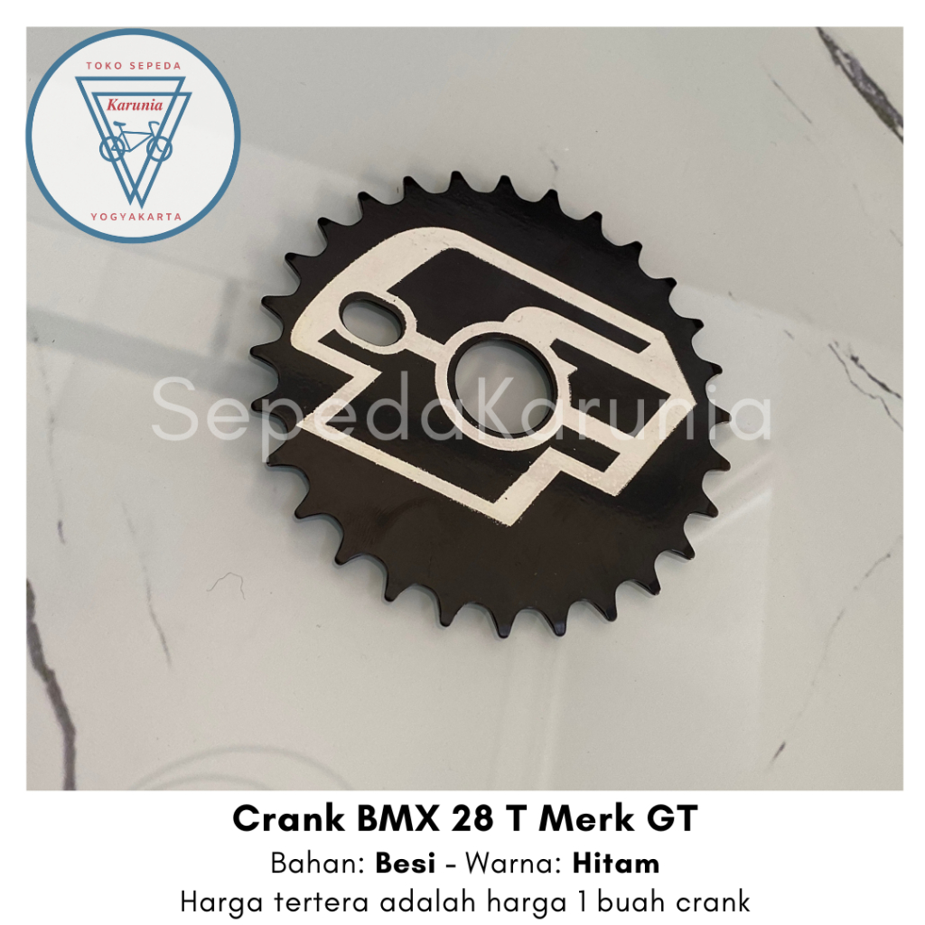 Crank Gir Gear Kecil 28 T Piringan Depan Sepeda BMX Besi Hitam Merk GT